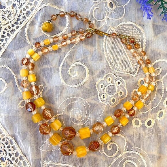 Vintage Germany Mid-Century Lucite Double Strand Necklace - Picture 2 of 8